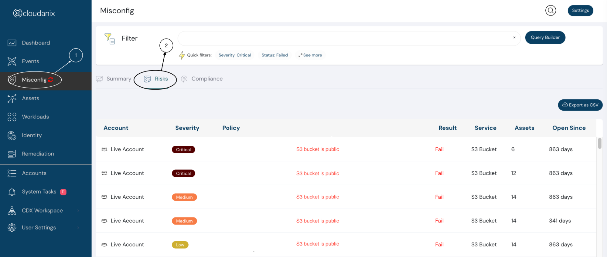 Login to misconfig dashboard of Cloudanix